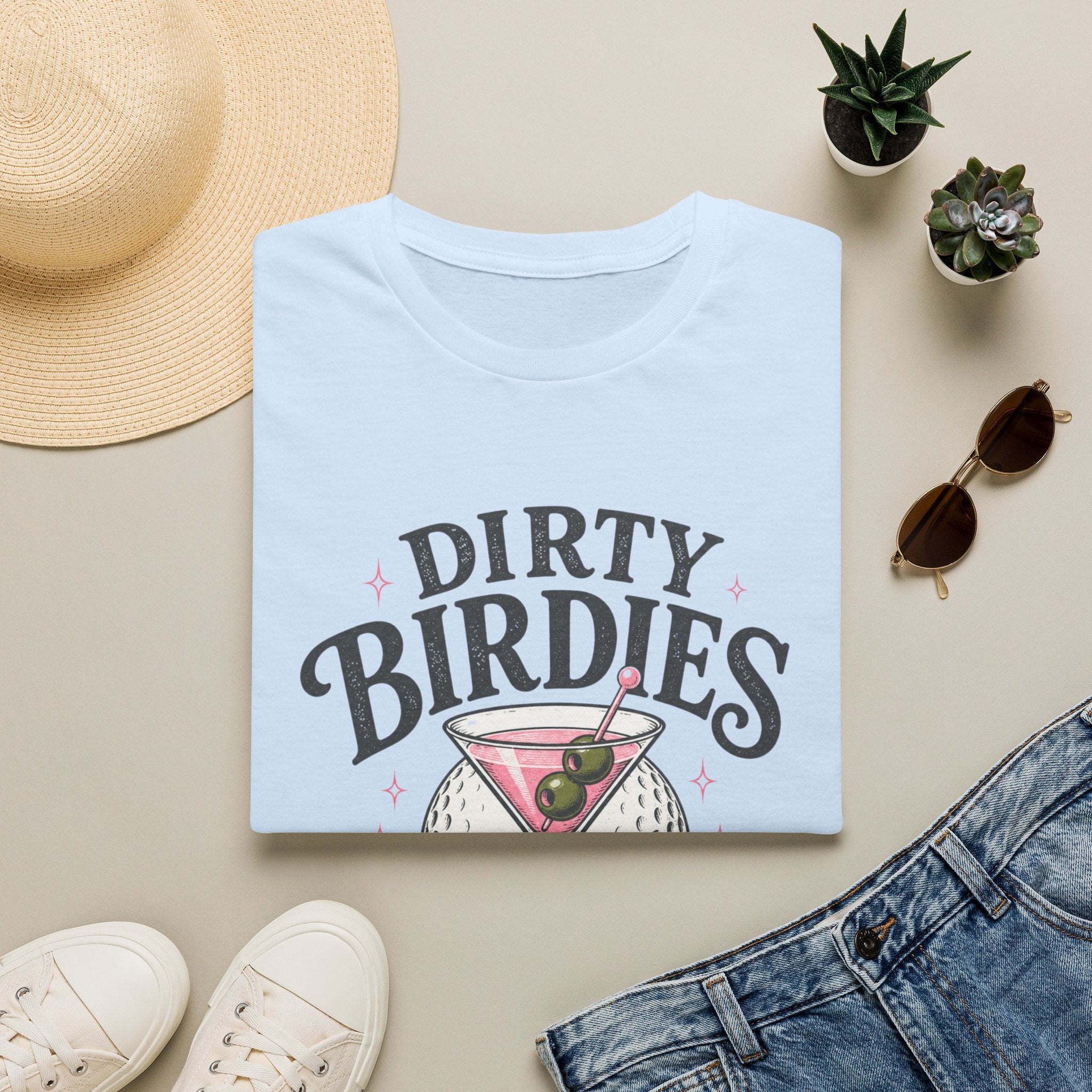 Dirty Birdies Golf T-Shirt — Retro Cocktail Golf Club Design